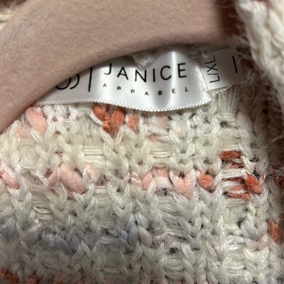 Stunning ivory confetti cardigan sweater with pink detail size L/XL and pockets! - Picture 2 of 4